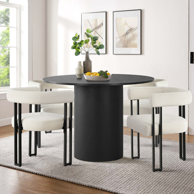 Ensemble de salle à manger 5 pièces avec chaises en velours, Beige