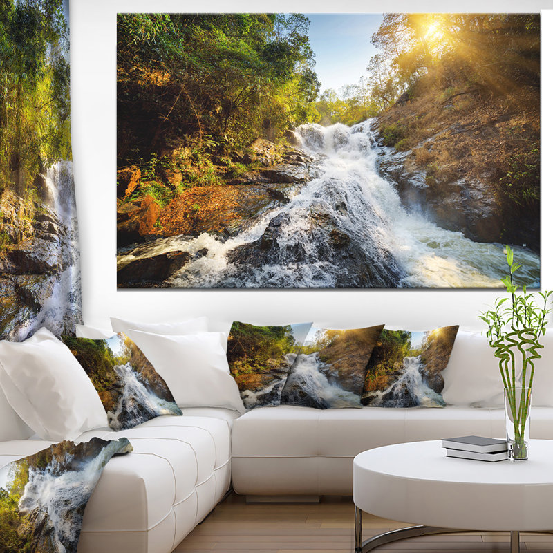 Forêt, cascade, art mural, impression de photographie de paysage naturel, H 40 po x l 60 po x P 1,5 po