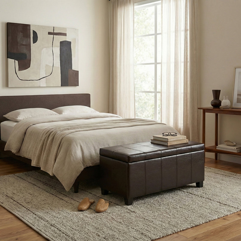 Repose-pieds rectangulaire avec rangement relevable Dover, Brun Tanners
