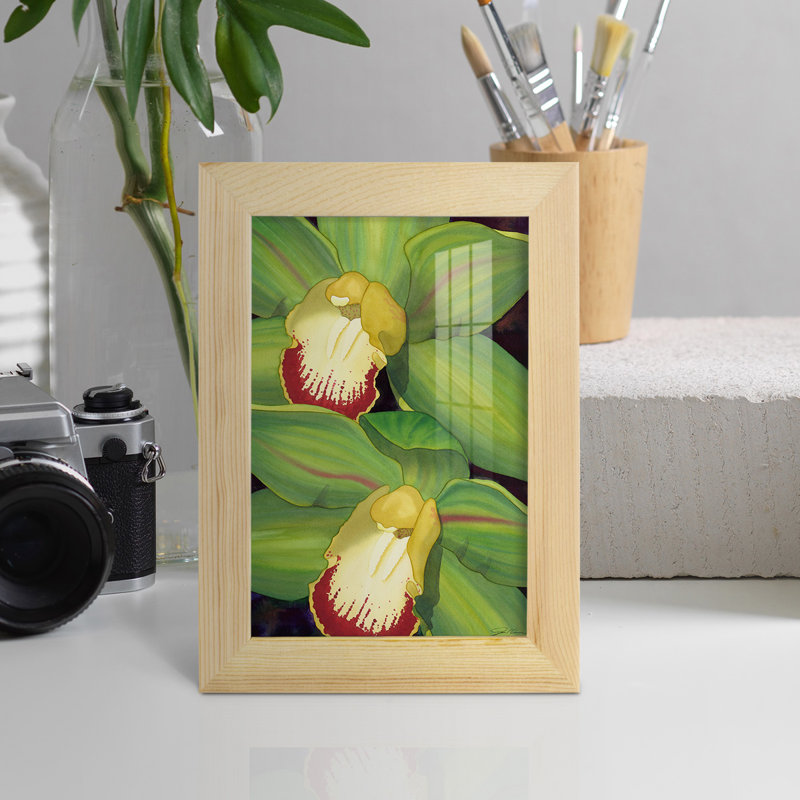 " Lime Orchid I ", 6" H x 4" W x 1" D, Natural