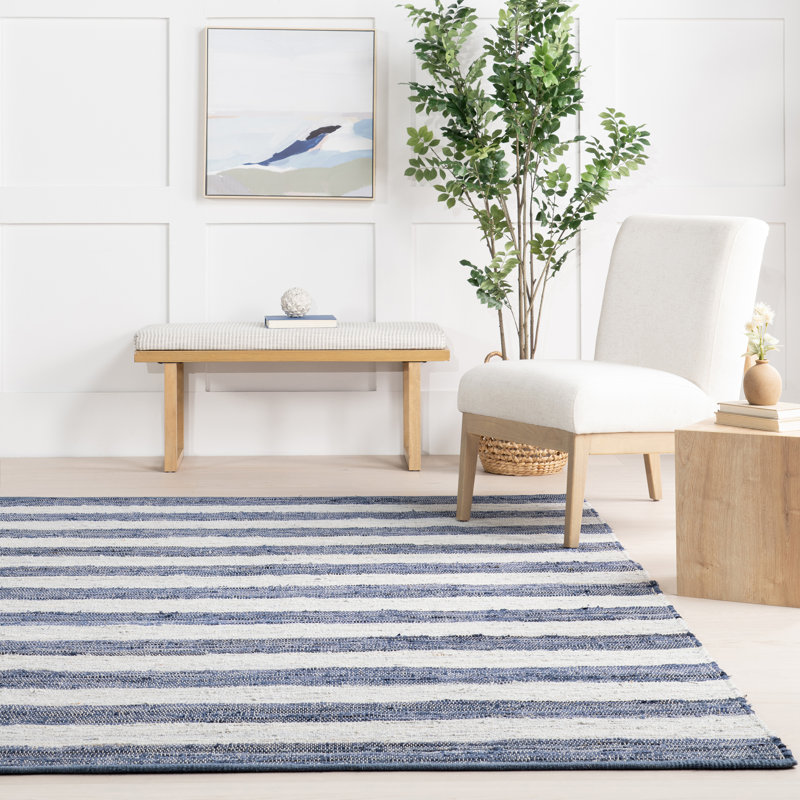 Tapis rayé en coton tissé à la main Home Conservatoire, Tapis de couloir 2 pi 6 po x 8 pi