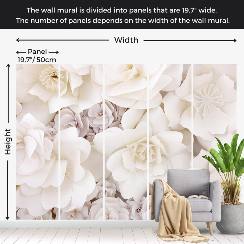 Papier peint floral - Affichage floral, L 55 po x l 78 po