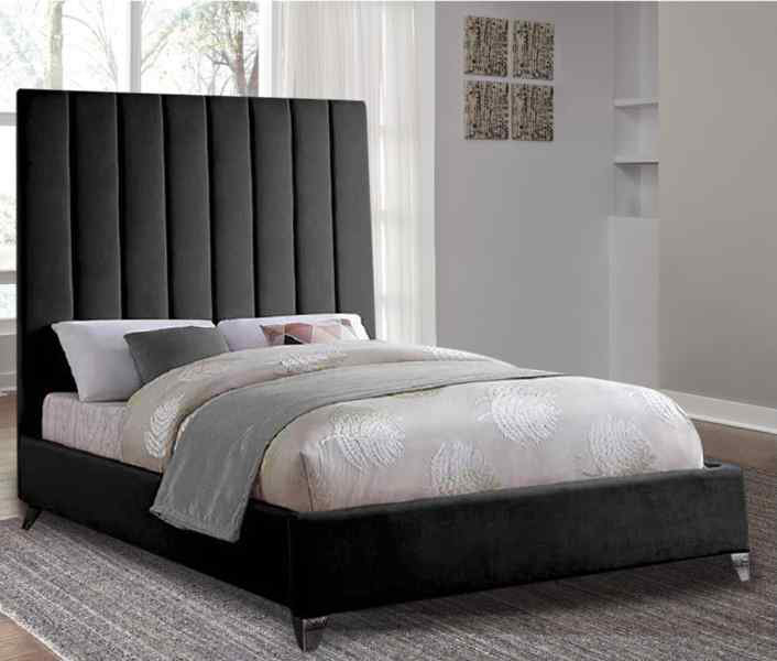 Upholstered Bed, Black, Single (3')
