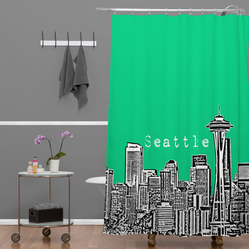 Bird Ave Modern Shower Curtain, Green