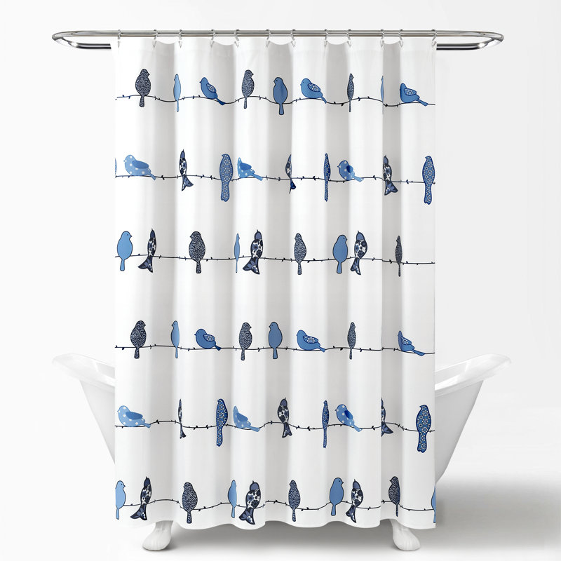 Recio Polyester Shower Curtain, Navy
