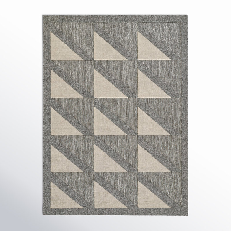 Tapis intérieur / extérieur gris / beige Trula, Rectangle 7 pi 10 po x 10 pi 10 po