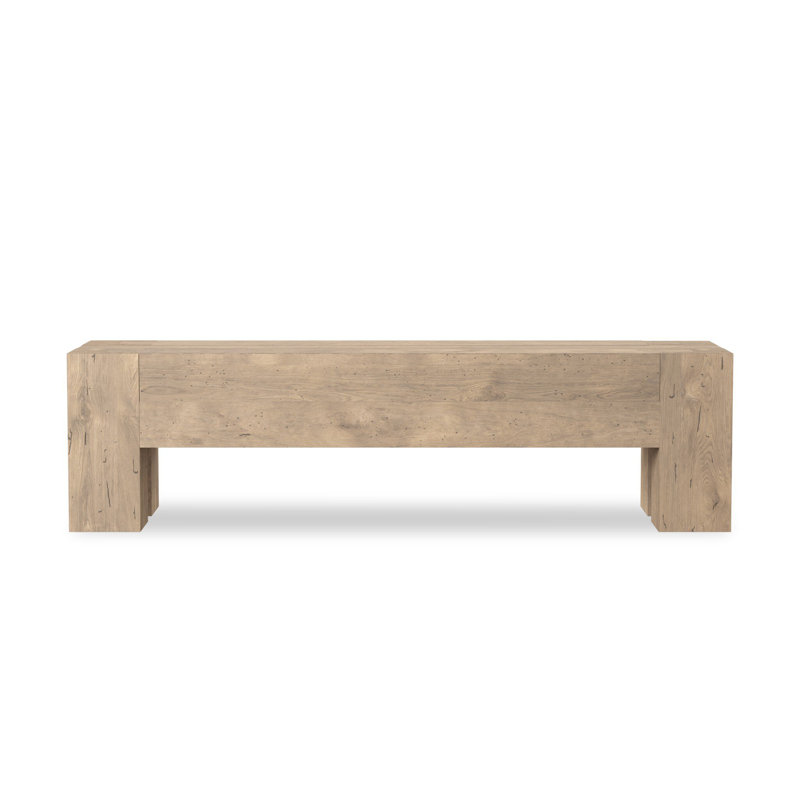 Abaso Dining Bench, Whitewash Rustic Wormwood Oak