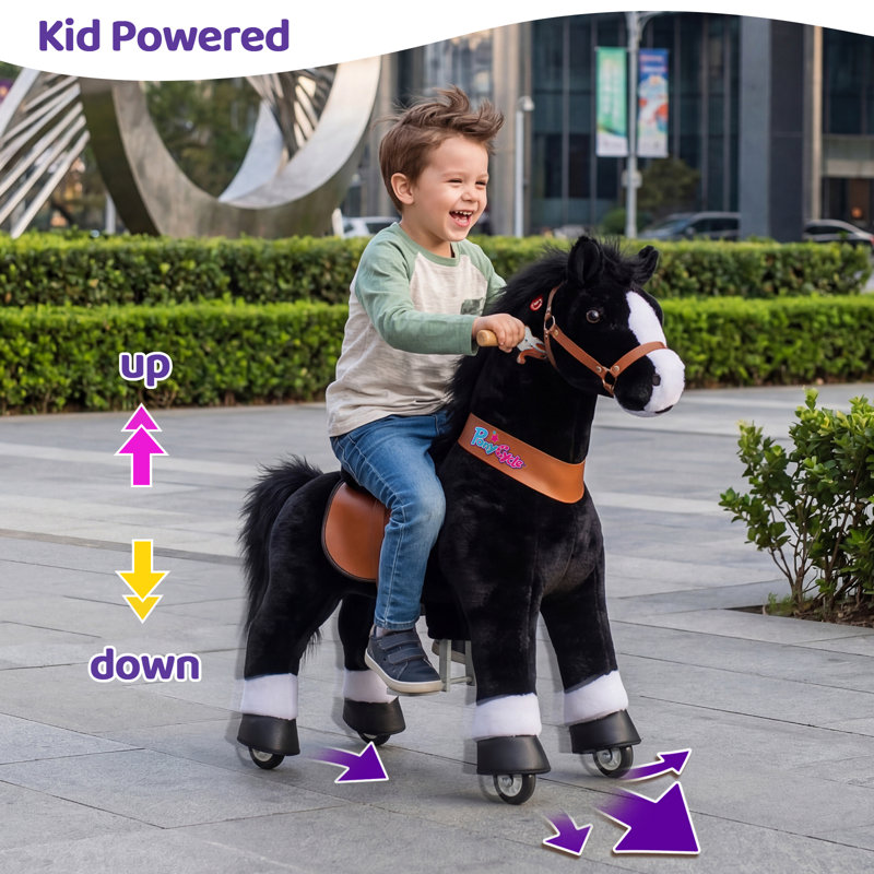 Model U Ride On Horse, Black, Size 4 for Age 4-7