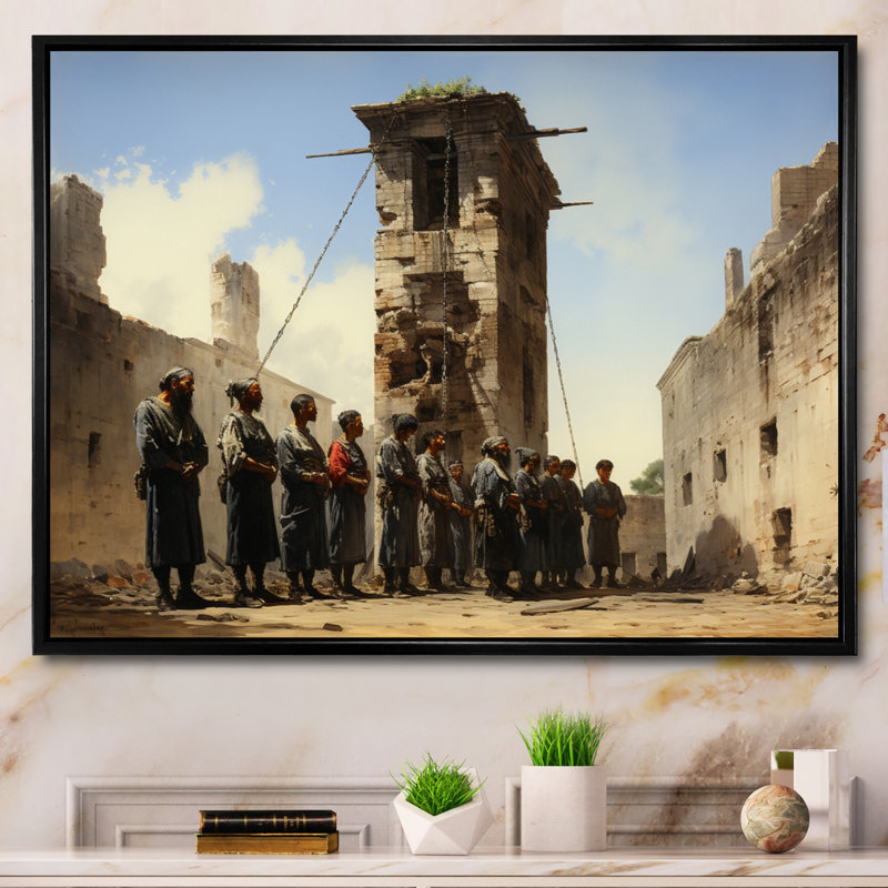 «Beige Blue Mexico Art The Exaction», reproduction d'art sur toile, H 24 po x l 32 po x P 1 po, Cadre flottant noir
