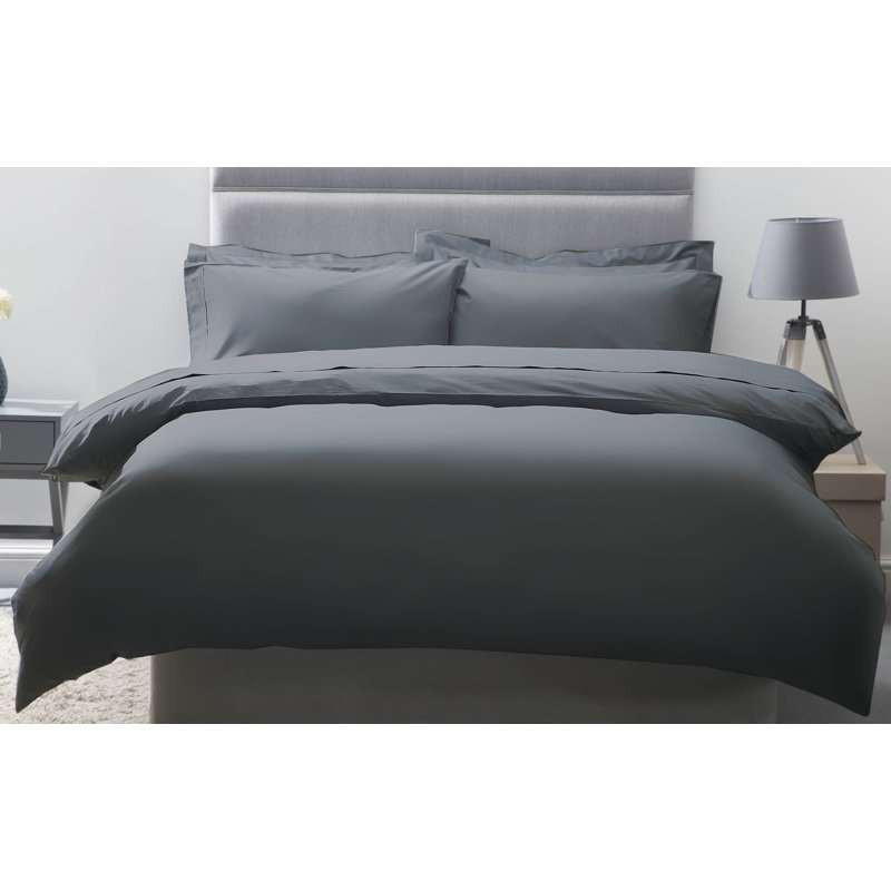 Plain Dye 200 TC Egyptian-Quality Cotton Cotton Solid Colour Duvet Cover, Double Duvet Cover, Slate