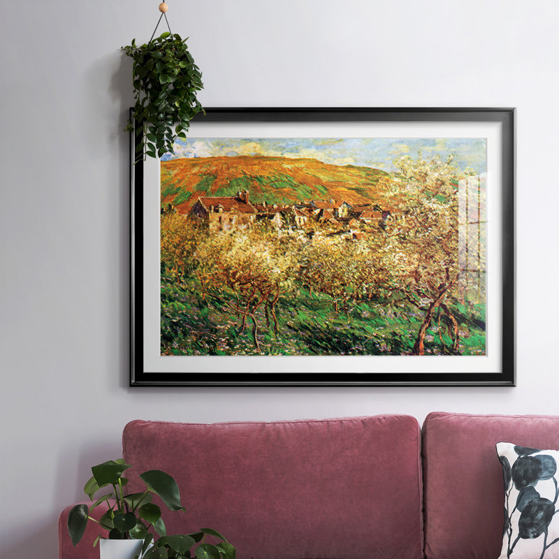 «Flowering Apple Trees» encadré sur papier par Claude Monet, Noir, H 15 po x l 21 po x P 1,5 po
