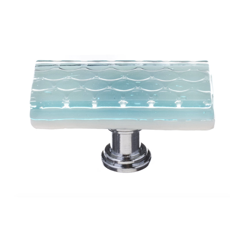 Poignée rectangulaire surdimensionnée de 2 po de longueur, Chrome poli, Turquoise clair