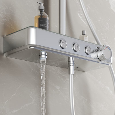 Chrome-plated Thermostatic Shower System with Child Lock