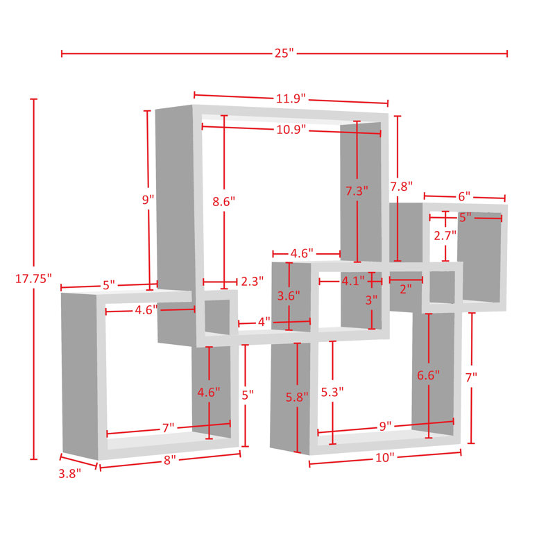 Intersecting Cube Accent Wall Shelf, Espresso