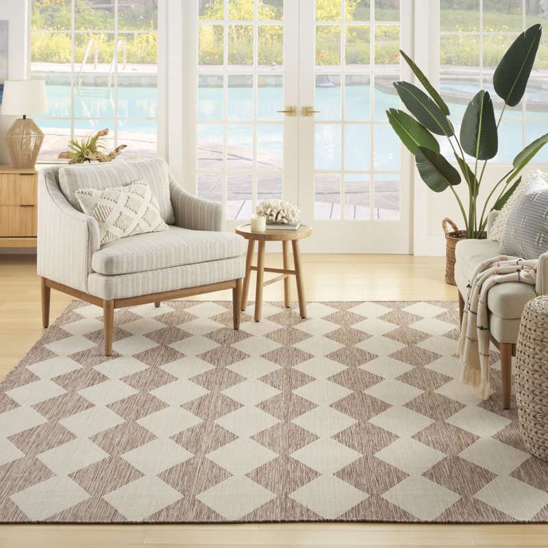 Tapis intérieur / extérieur rectangulaire Positano, Rectangle 6 pi x 9 pi, Beige