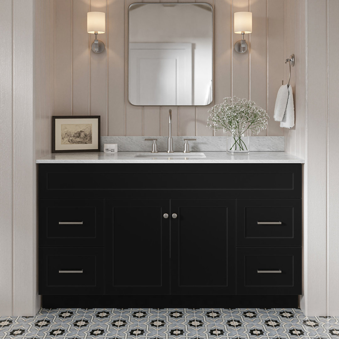 Partham 61'' Single Bathroom Vanity with Carrara Marble Top Winston Porter Base