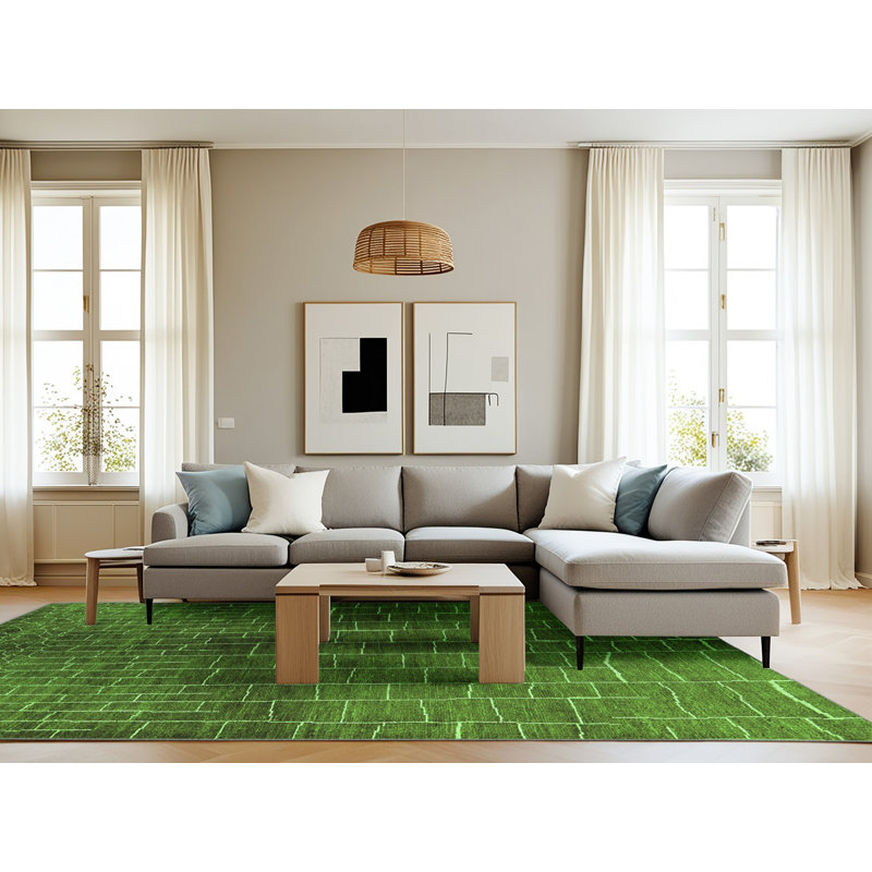 Washable Geometric Indoor Rug, Rectangle 8' x 12'