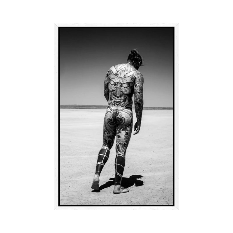 Tattoo Guy by Gregory Prescott - Print on Canvas, White Framed, 101.6cm H x 66.04cm W x 3.81cm D