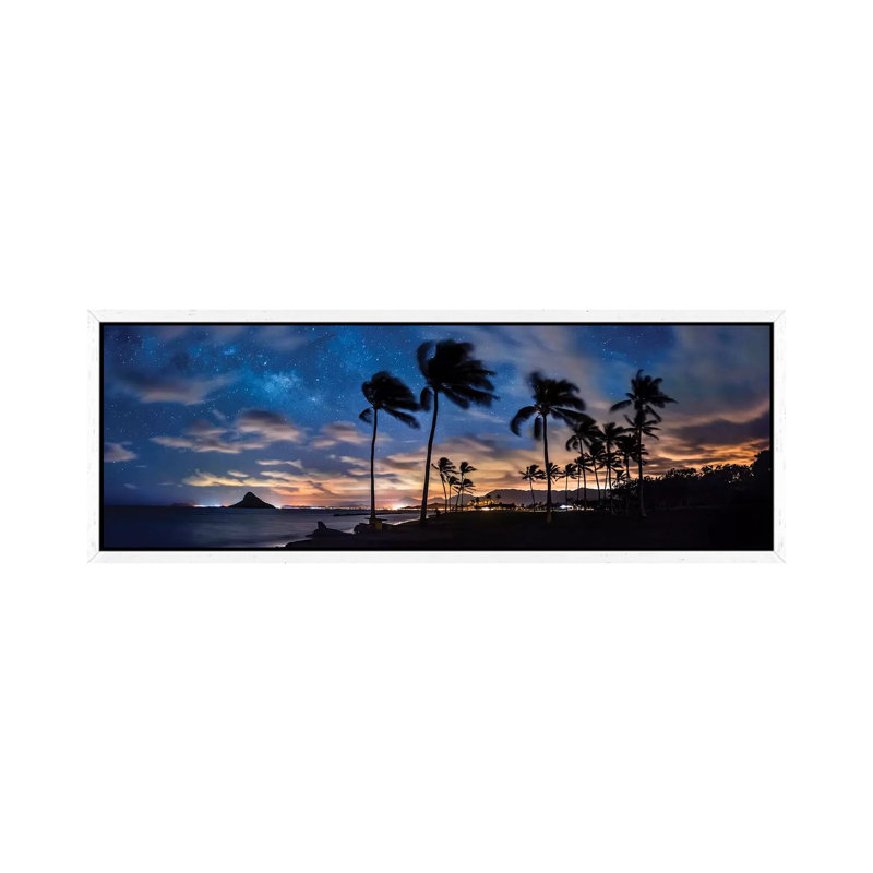 Mokolii Stars 1 Piece Panoramic Wall Art on Canvas, 40.64cm H x 121.92cm W x 3.81cm D, White Floater Framed