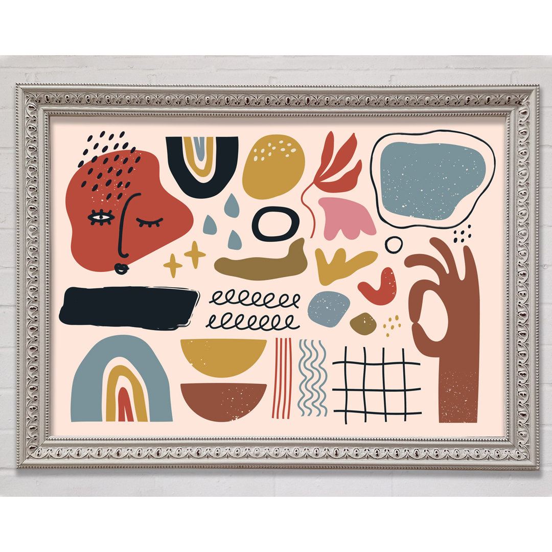 Gerahmter Kunstdruck Mid Century Shapes And Faces