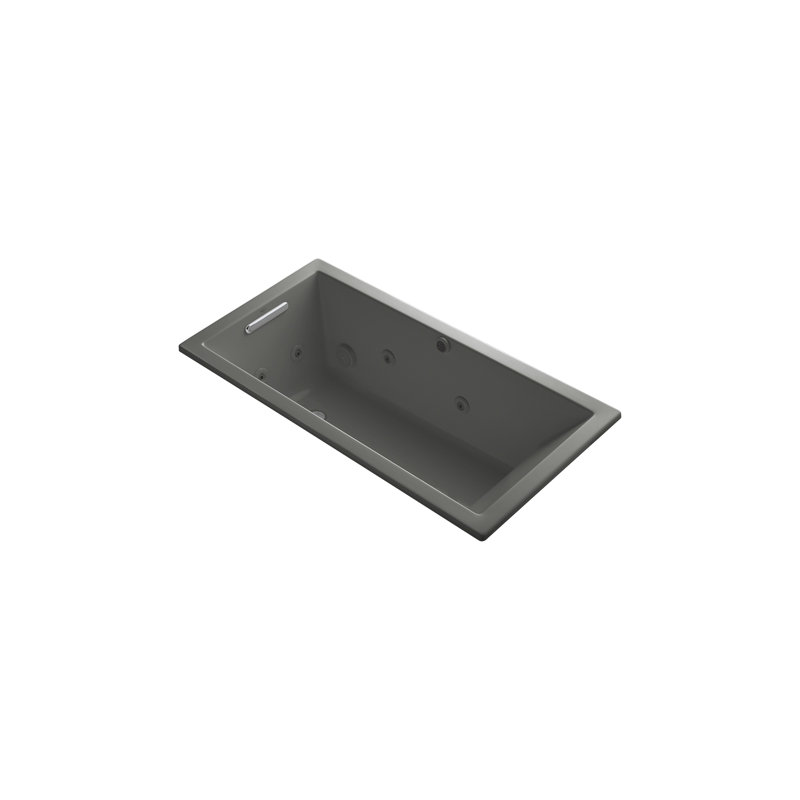60" x 30" Drop In Whirlpool Acrylic Bathtub with Heater, Thunder Gray, Reversible