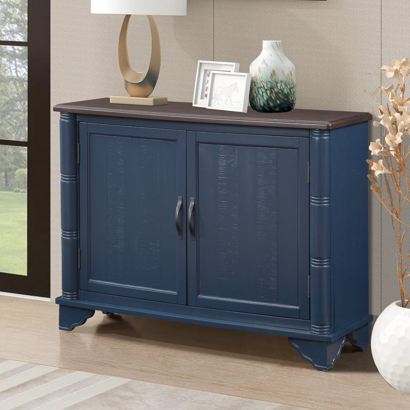 Console avec 2 portes et tablette de rangement réglable, Marine