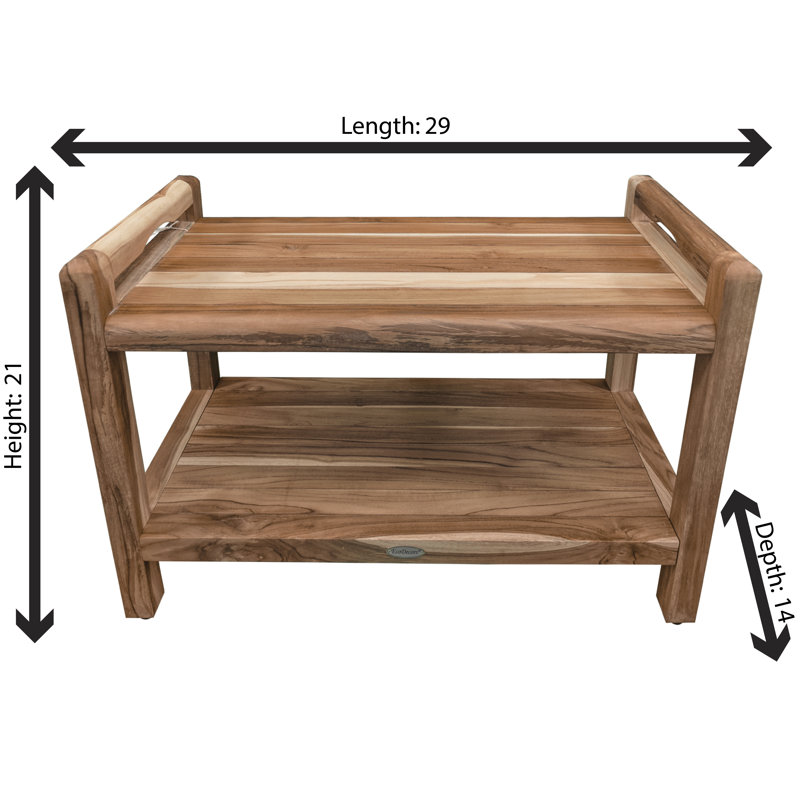 Earthy Teak Classic Teak Shower Bench, 21" H x 29" W x 14" D