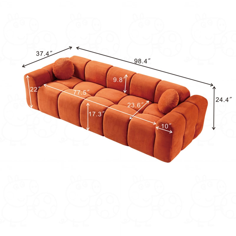 Très grand canapé à compression 98,4 po, Orange