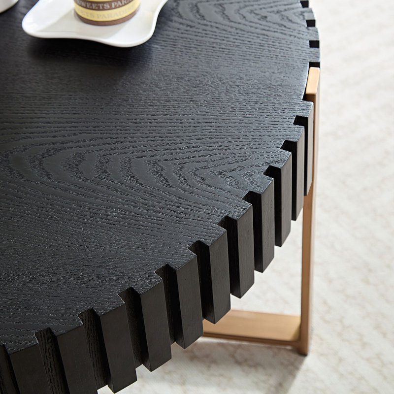 Table basse tambour moderne, table basse ronde, centre, Noir mat