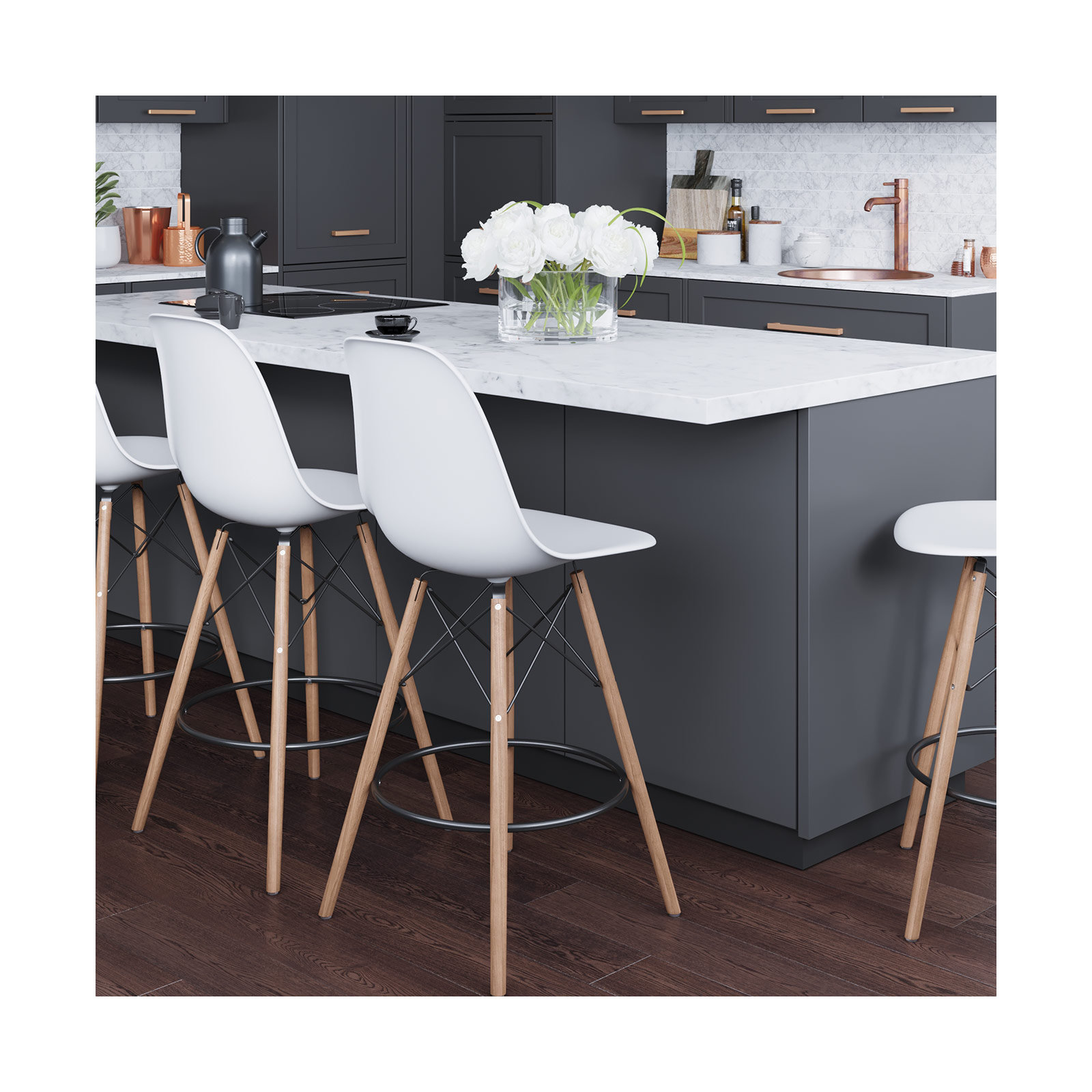 Jordan Bar & Counter Stool, White/Natural, Counter Stool (26" Seat Height)