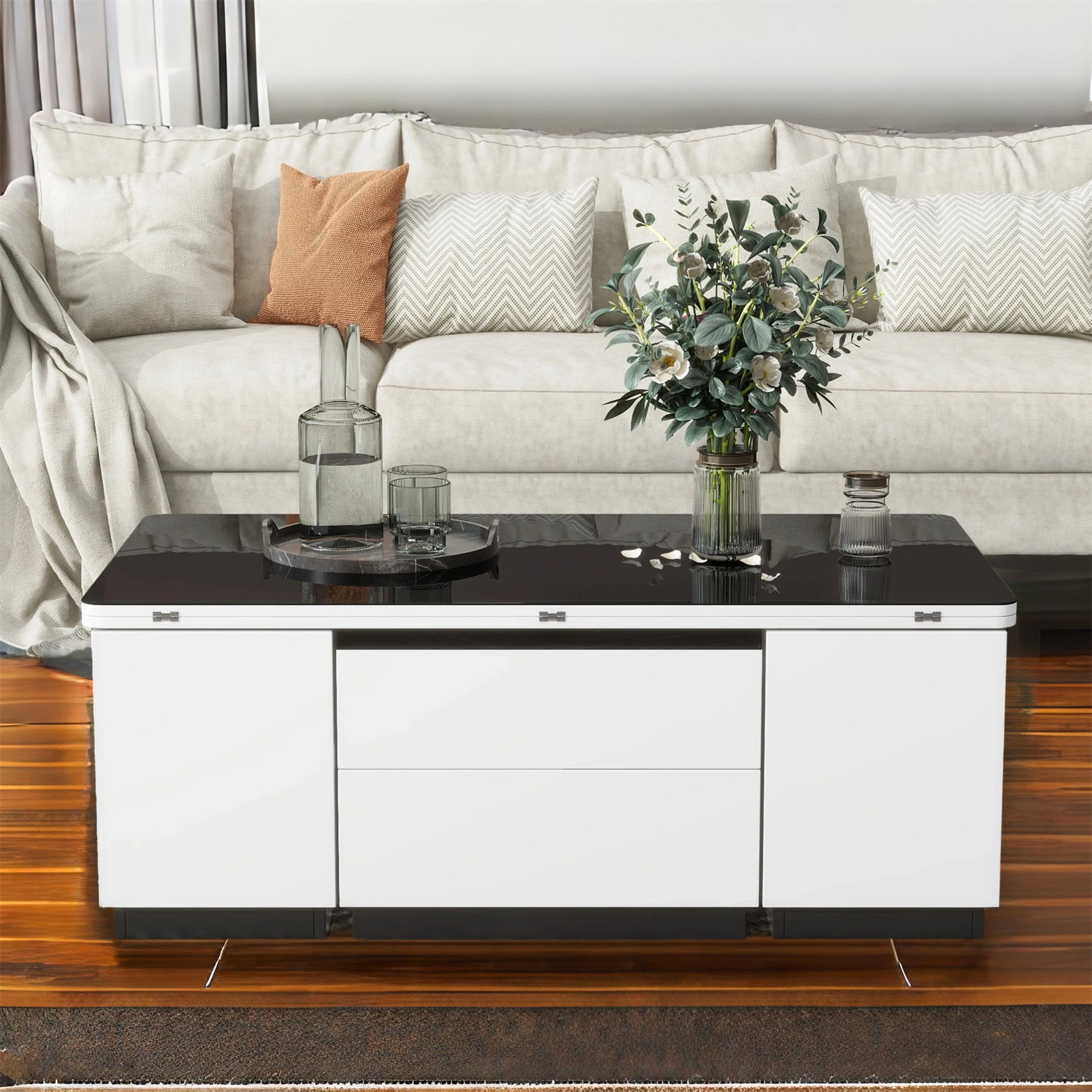 Orren Ellis Gernold Lift Top Pedestal Coffee Table with Storage Wayfair