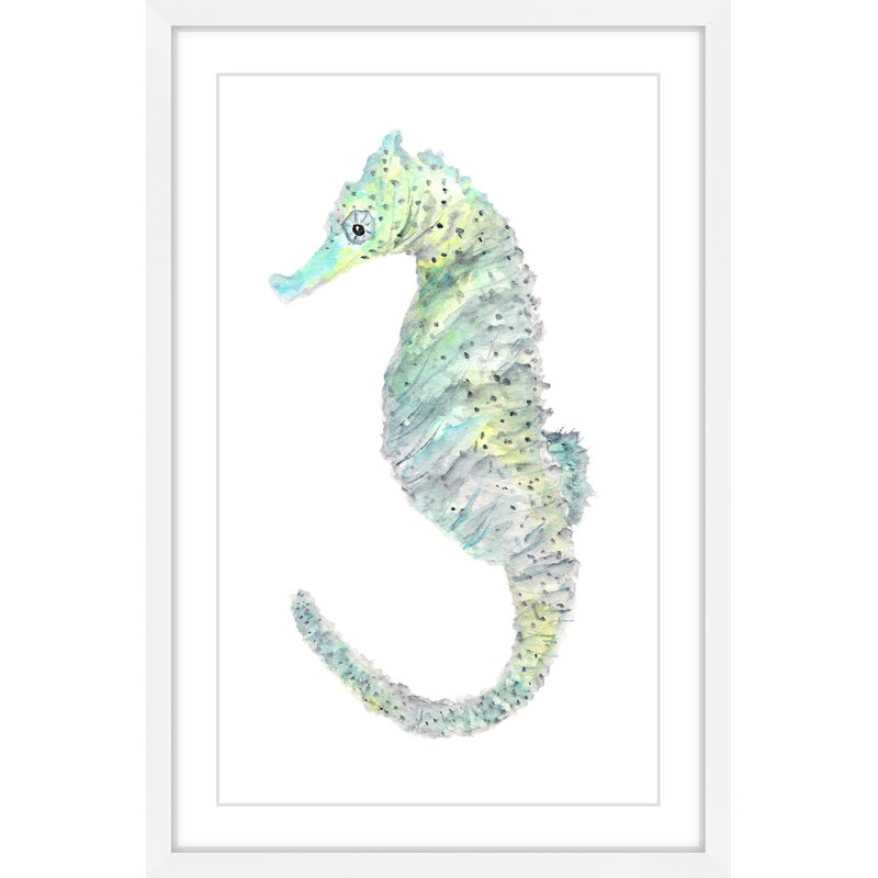 «Teal Seahorse» par Thimble Sparrow, reproduction encadrée, H 36 po x l 24 po x P 1,5 po