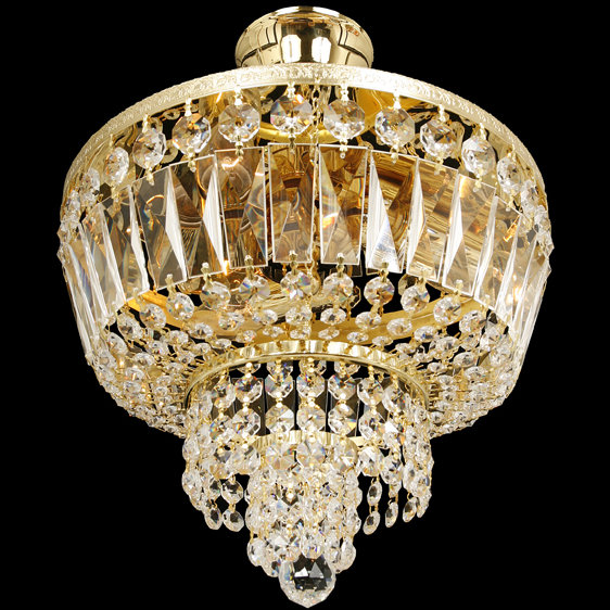 Crystal Semi Flush Mount, Brass