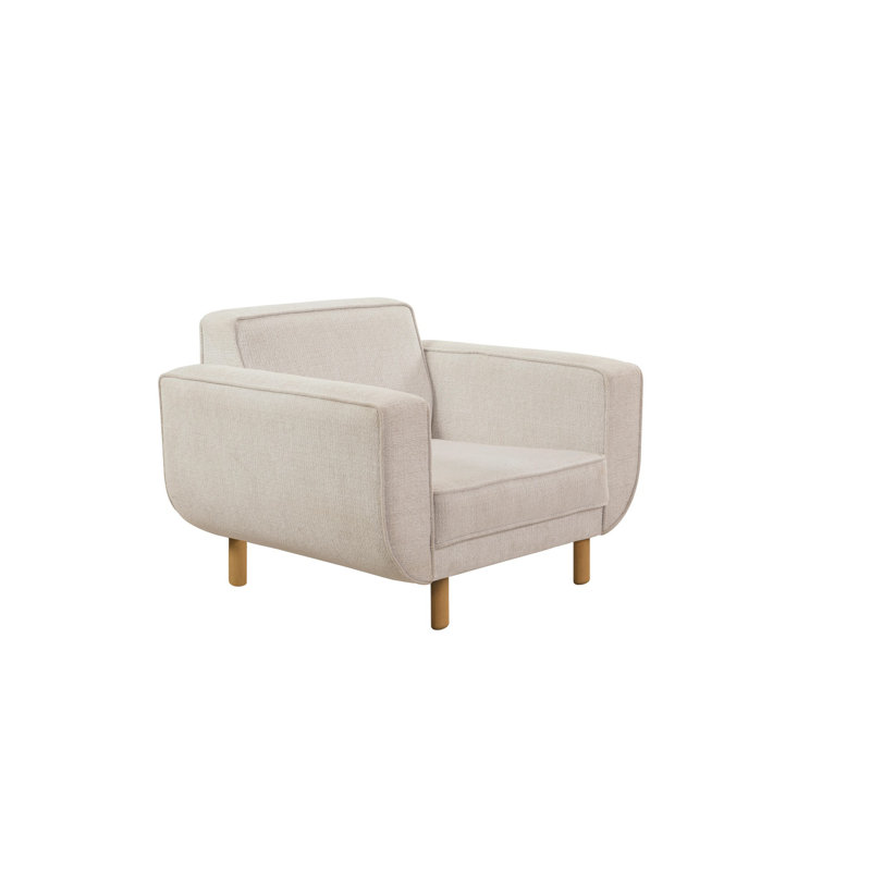 Fauteuil à oreilles, Naturel, Mélange de polyester blanc