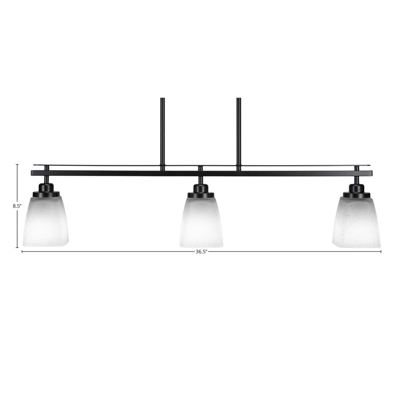Agnon 3 Light Island Light Shown With 4.5" Square Glass, Blanc, Noir mat