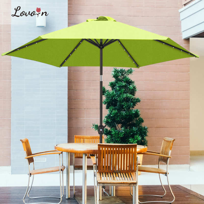 Parasol de marché lumineux Boxwell, Vert pomme, H 98,4 po x l 90 po x P 90 po