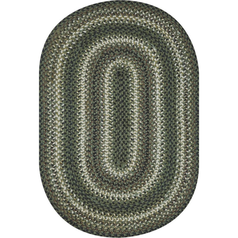 Tapis vert primitif réversible en jute tressé sans perte de poils Damiesha, Ovale 1 pi 8 po x 2 pi 6 po