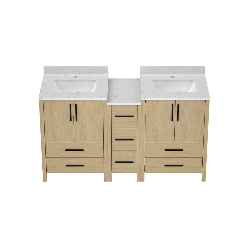 60"W×22"D×34"H Double Sinks Bathroom Vanity Cabinet, 60"
