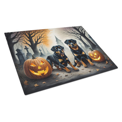Rottweiler Spooky Halloween Glass Cutting Board Large