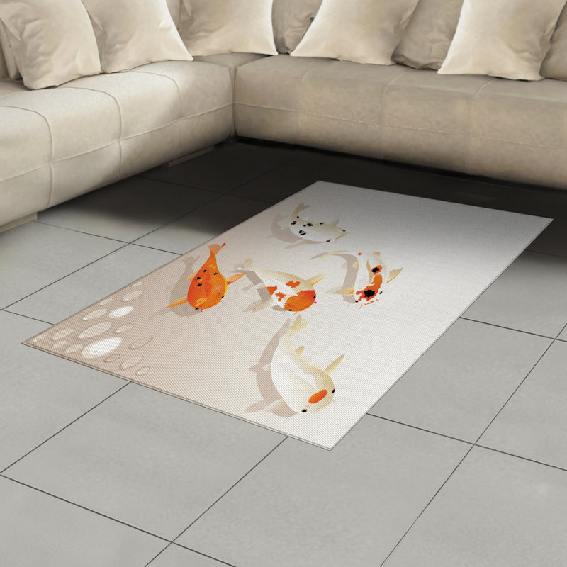 Koi Animal High Density Long Fiber Poly Threads Decorative Area Rug Carpet, Rectangle 4' x 5'8"