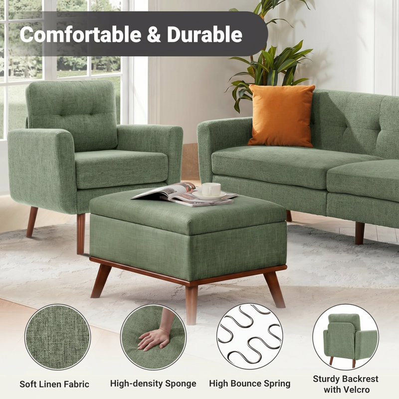 Ensemble de 2 fauteuils 30 "de large capitonnés, Vert