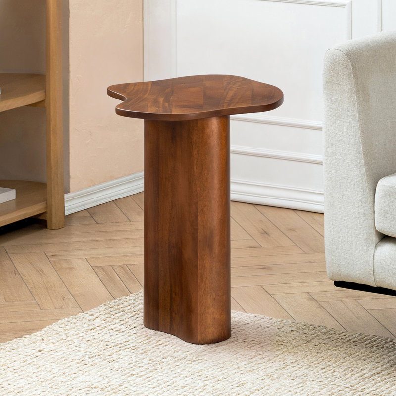 Paloma Solid Wood Asymmetrical End Table, Walnut