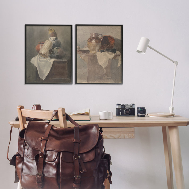  «Vintage Sundries Still Lifes», ensemble de 2 giclées par Peter Dewint, H 20 po x l 16 po, Giclée encadrée noir minuit