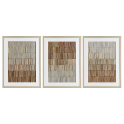Ensemble de 3 carreaux en terre cuite carrelés, ensemble encadré sous verre, design par Flora Kouta