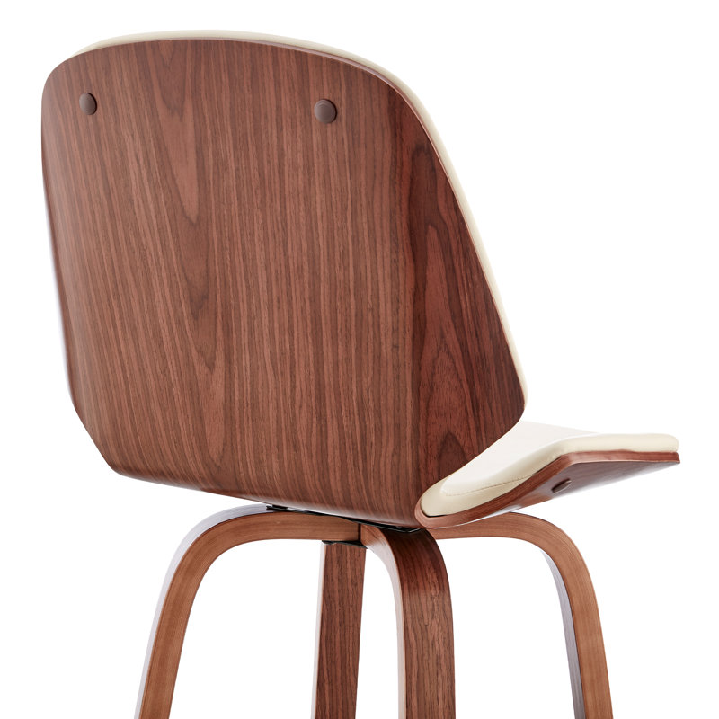 Tabouret de bar Altherr Mid-Century, Crème, Noyer