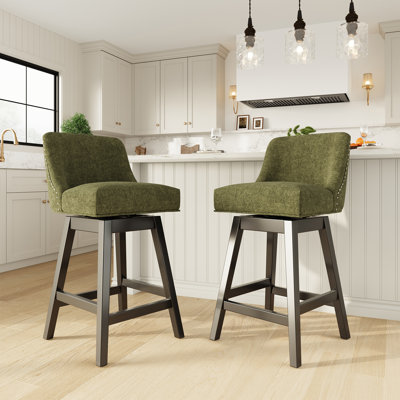 360°Bar Counter Stool with Solid Wood Frame