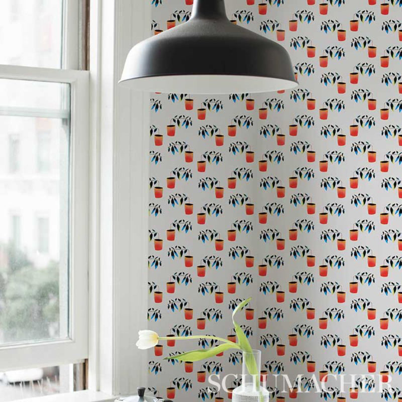 Schumacher x Peg Norriss Reaching Out Wallpaper, Spectrum