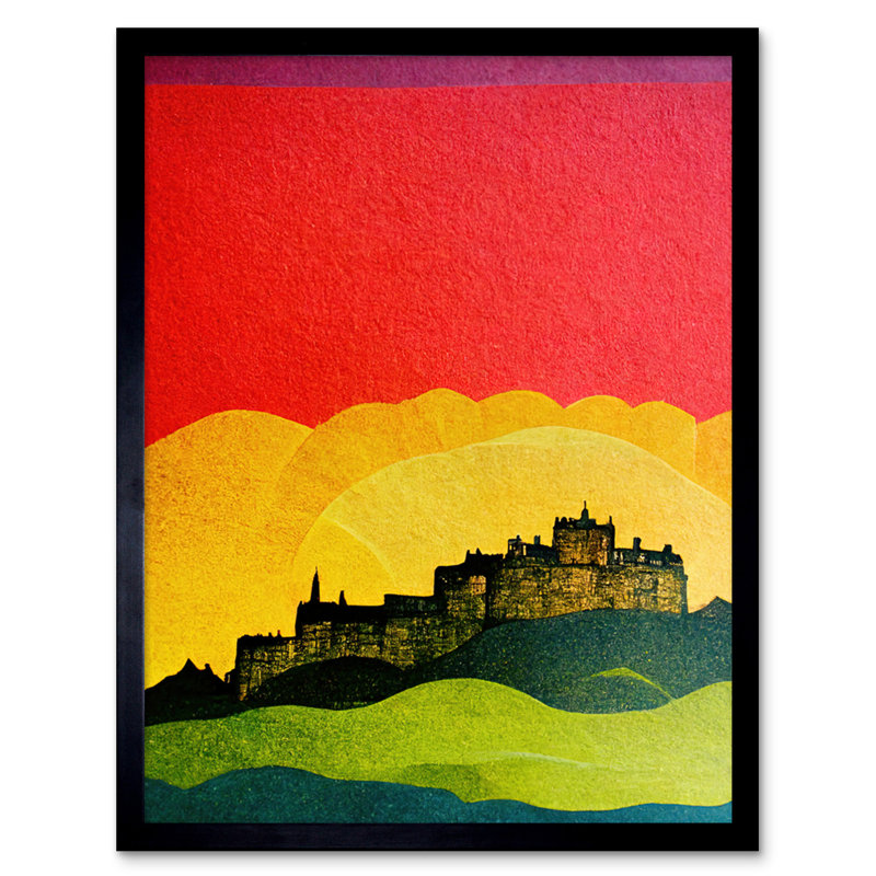 Edinburgh Castle Rainbow Sunset Cityscape - Single Picture Frame Print