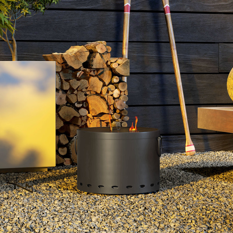 Byeong Barrel Metal Charcoal Smokeless Fire Pit