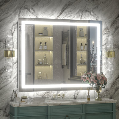 Miroir de salle de bain / de meuble-lavabo à DEL en verre trempé anti-buée certifié UL - Basics by Wayfair ™